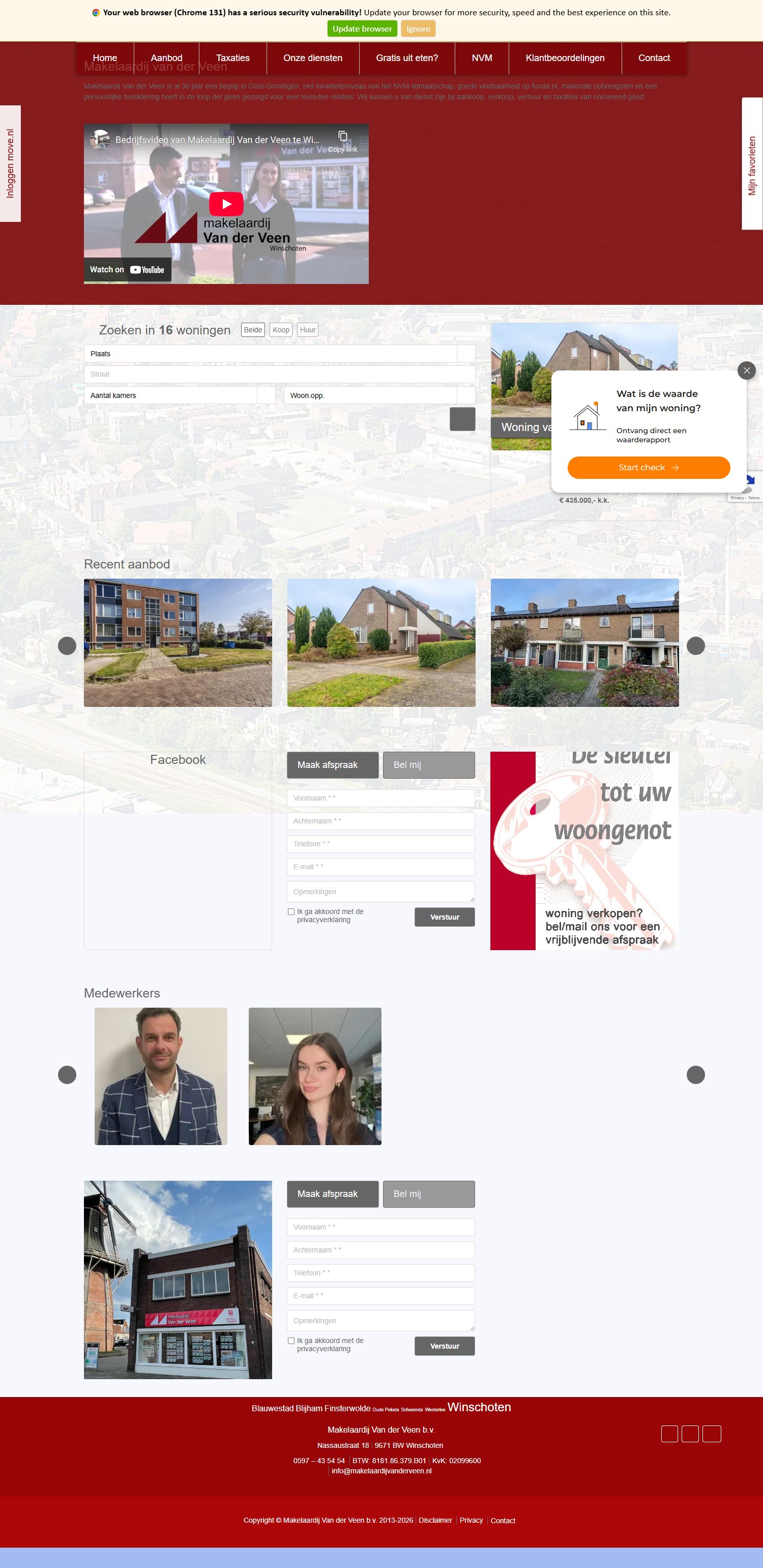 Screenshot van de website van www.makelaardijvanderveen.nl