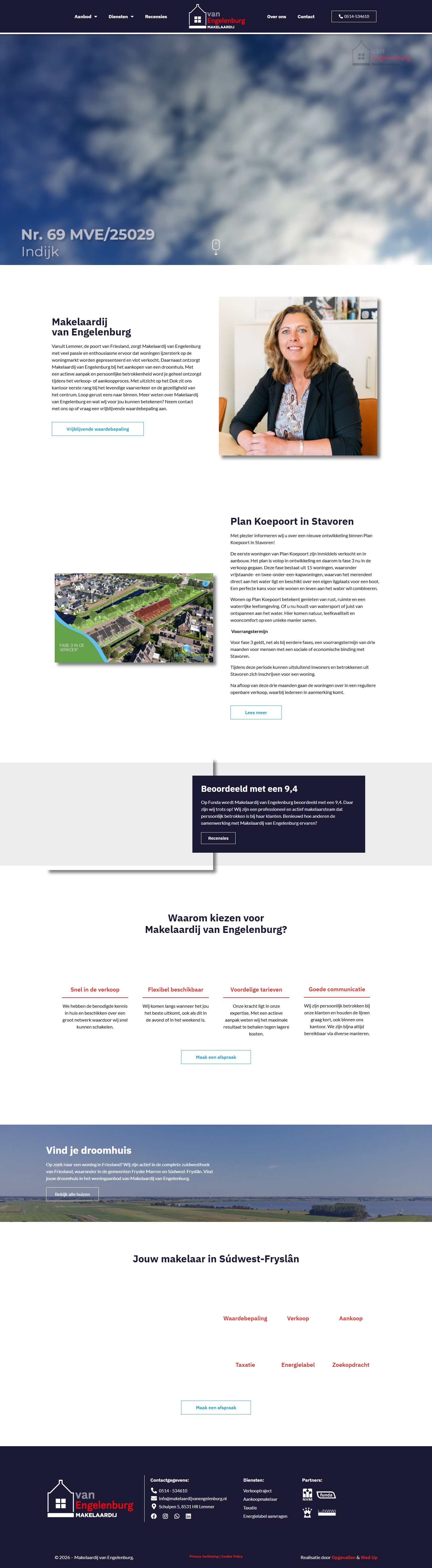 Screenshot van de website van www.makelaardijvanengelenburg.nl