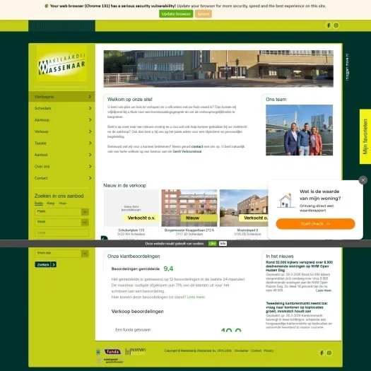 Screenshot van de website van www.makelaardijwassenaar.nl