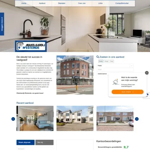 Screenshot der Website von www.makelaardijwesteinde.nl