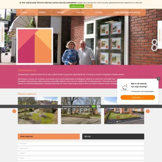 Screenshot van de website van www.makelaardijzijl.nl