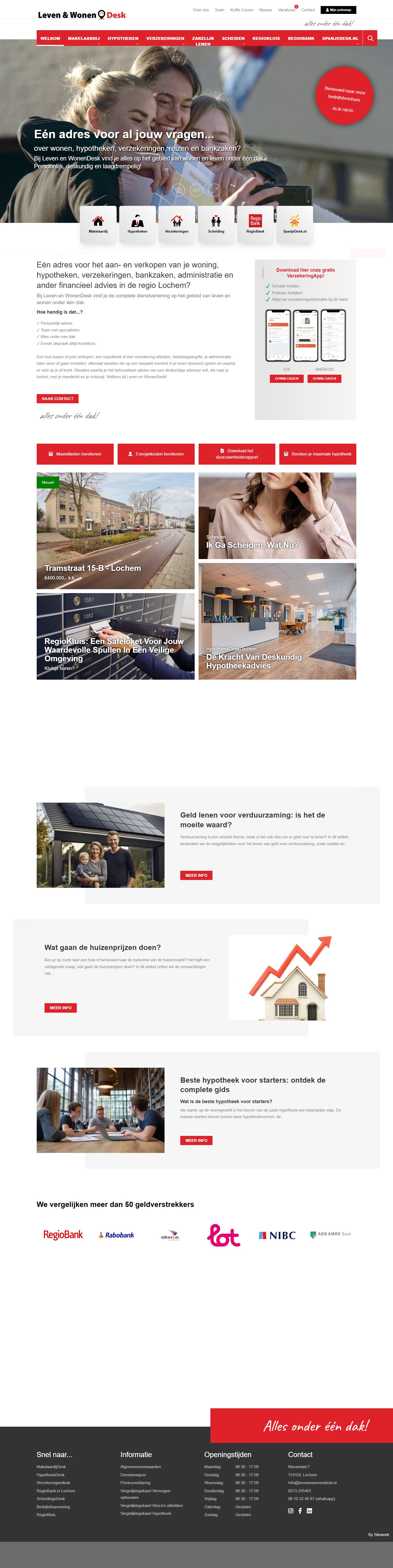 Screenshot van de website van levenenwonendesk.nl