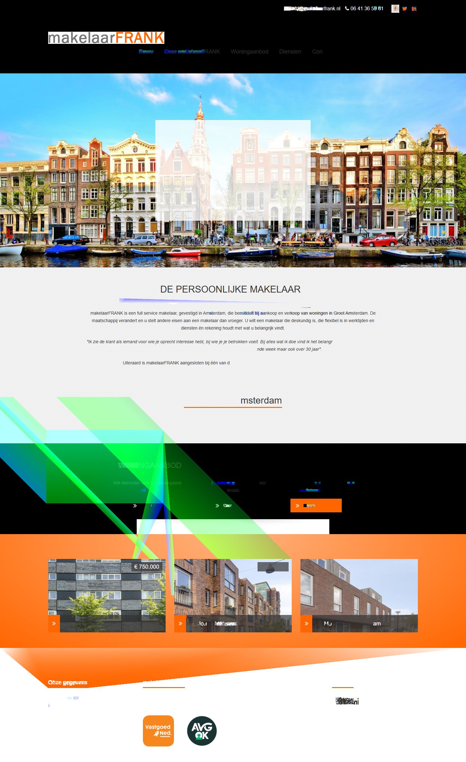 Screenshot van de website van www.makelaarfrank.nl