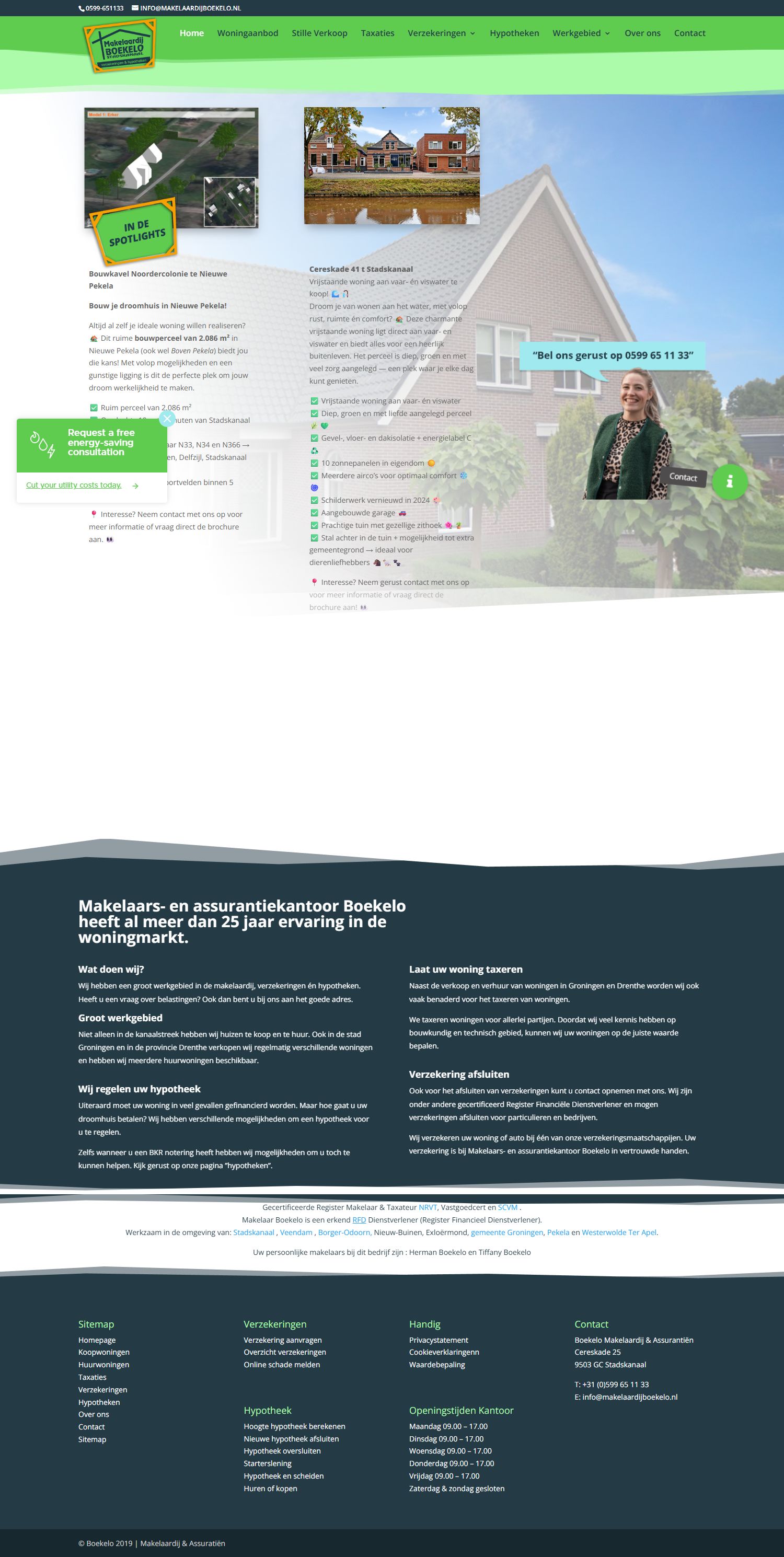 Screenshot van de website van www.makelaardijboekelo.nl