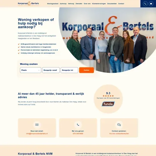 Screenshot van de website van www.korporaalenbertels.nl