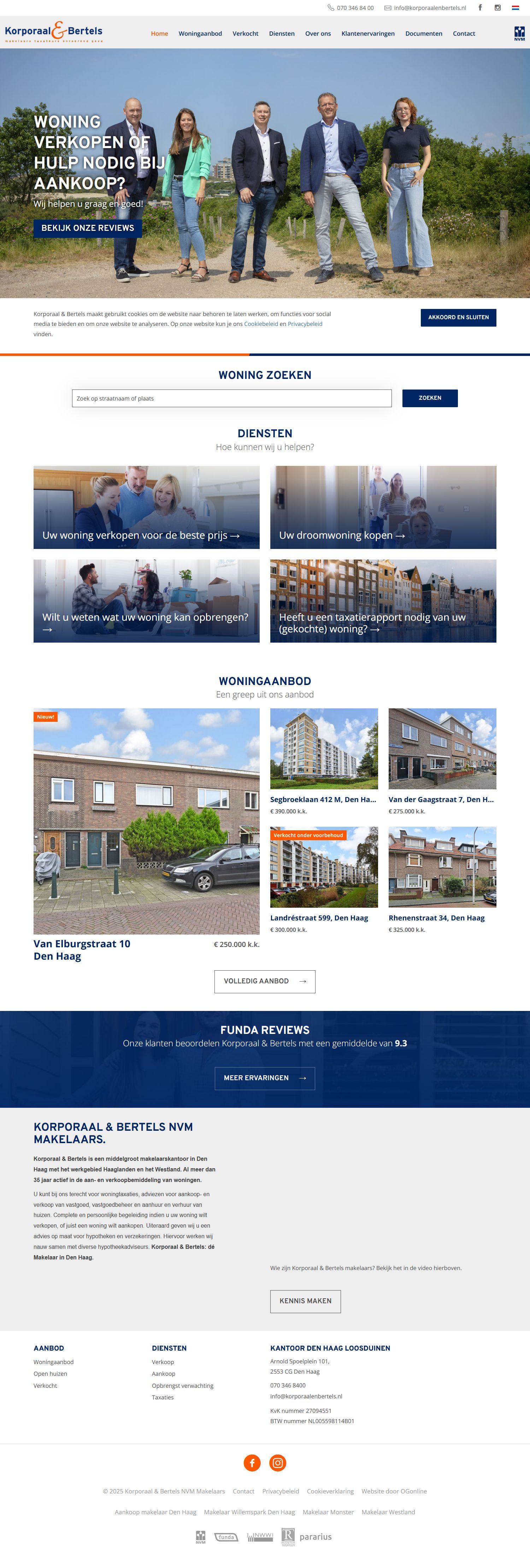 Screenshot van de website van www.korporaalenbertels.nl