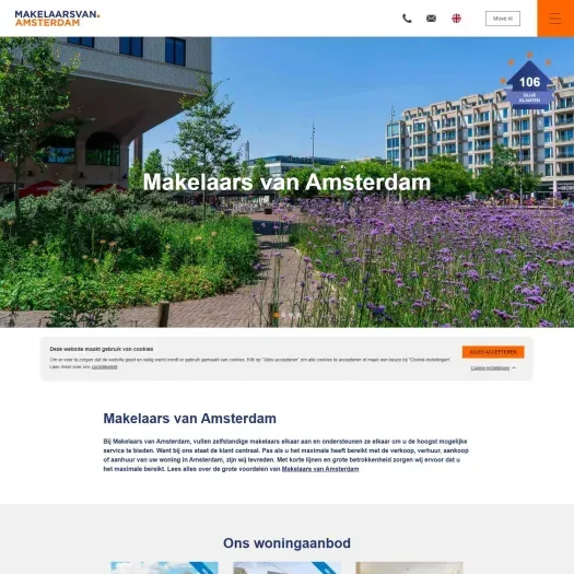 Screenshot van de website van www.makelaarsvan.nl