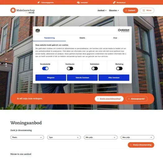 Screenshot van de website van www.makelaarschap.nl