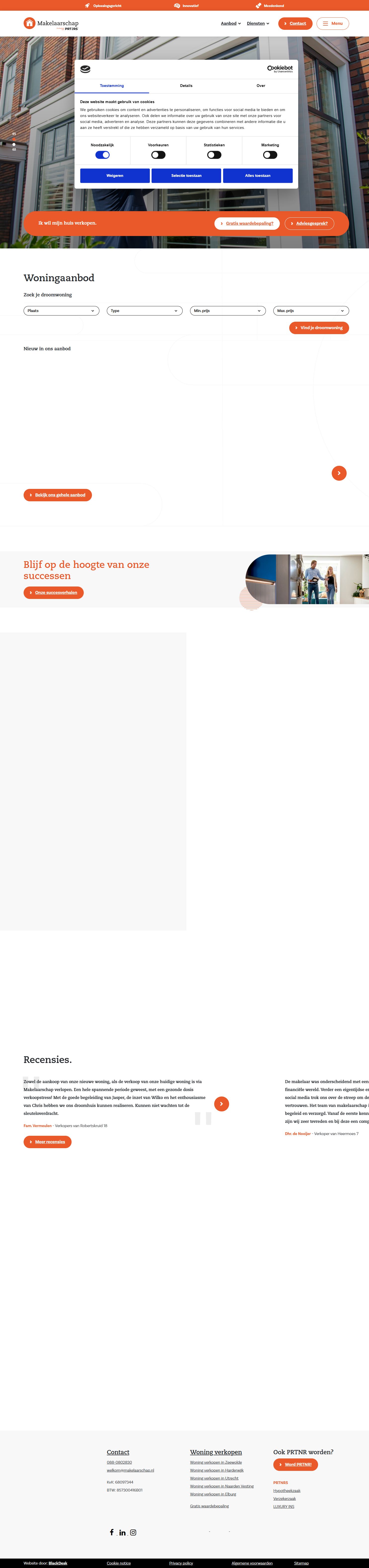 Screenshot van de website van www.makelaarschap.nl
