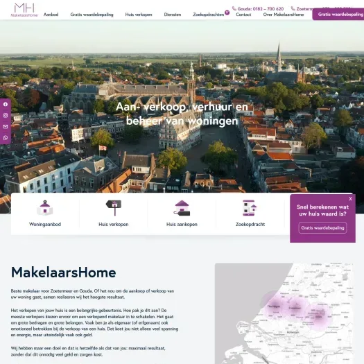 Screenshot of the website of www.makelaarshome.nl