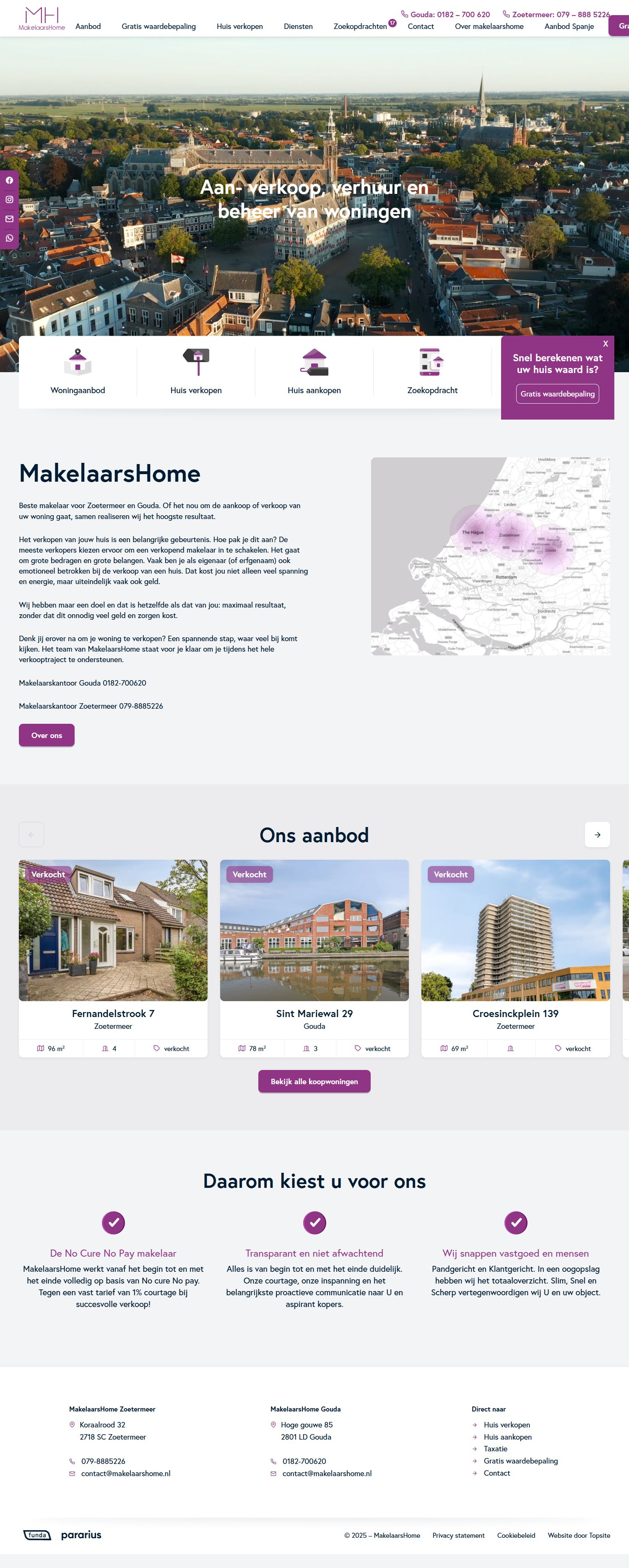 Screenshot van de website van www.makelaarshome.nl