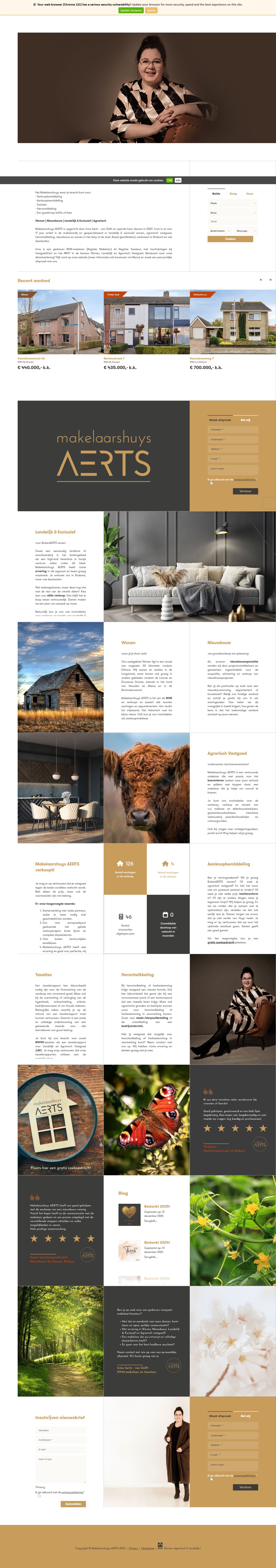 Screenshot van de website van www.aerts.nl