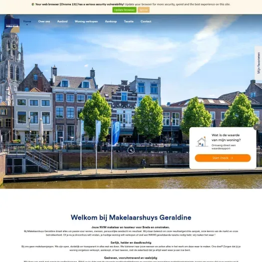 Screenshot van de website van www.makelaarshuysgeraldine.nl
