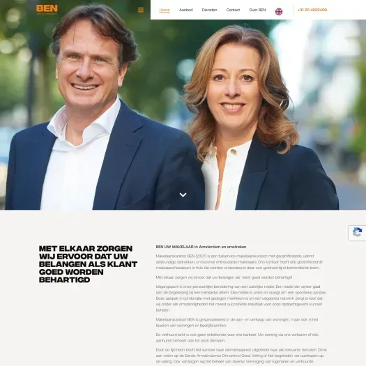 Screenshot van de website van www.benuwmakelaar.nl