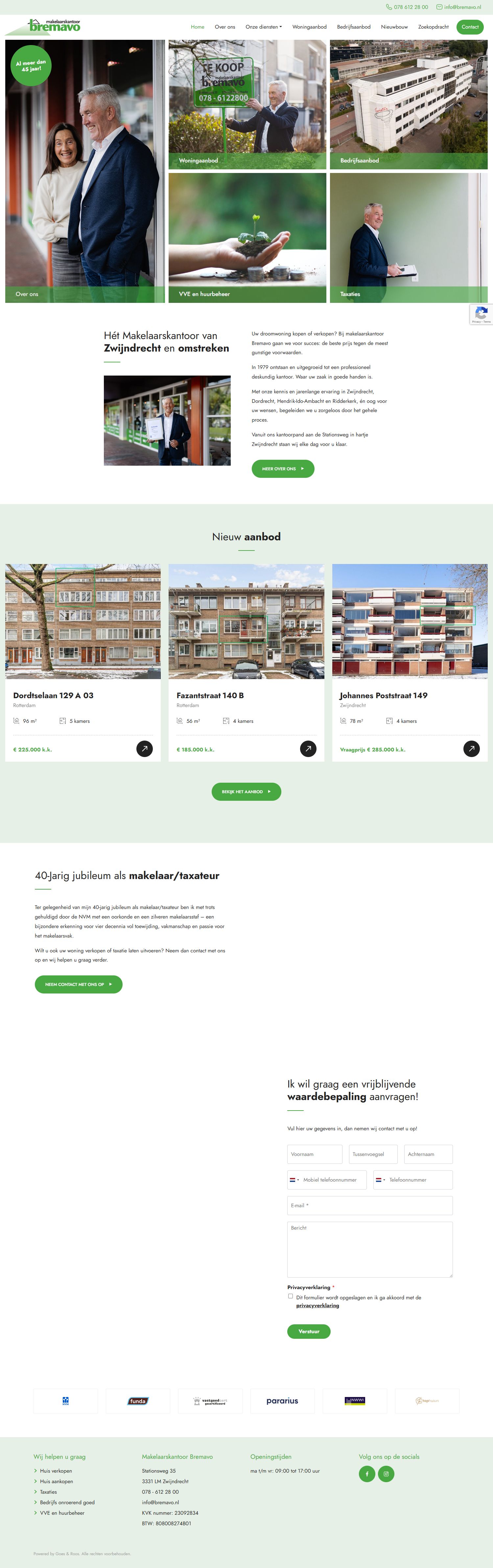 Screenshot van de website van www.bremavo.nl