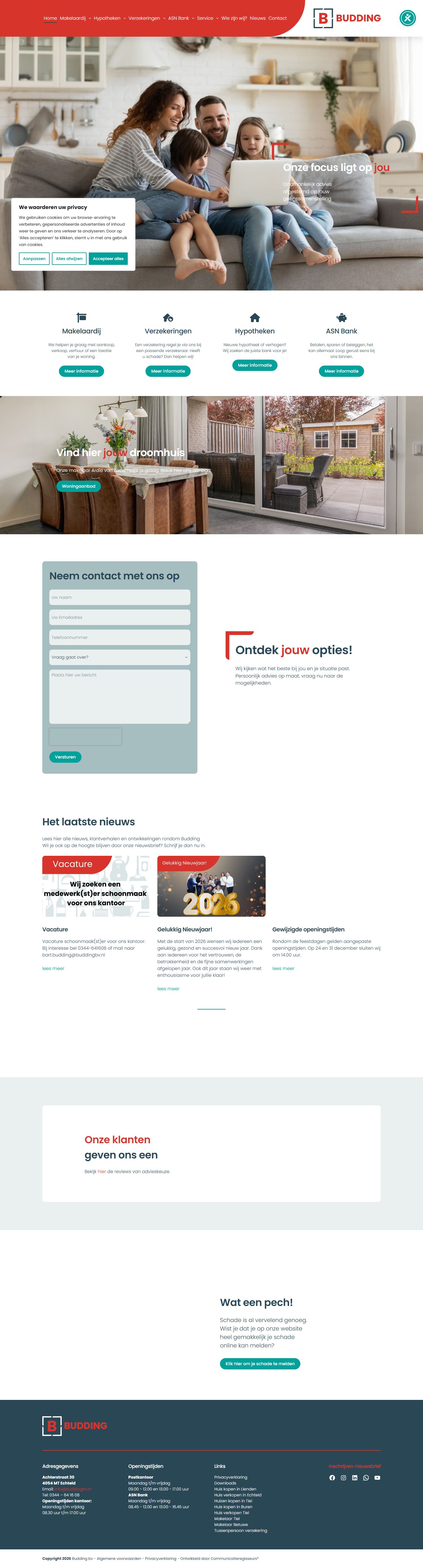 Screenshot van de website van www.buddingbv.nl