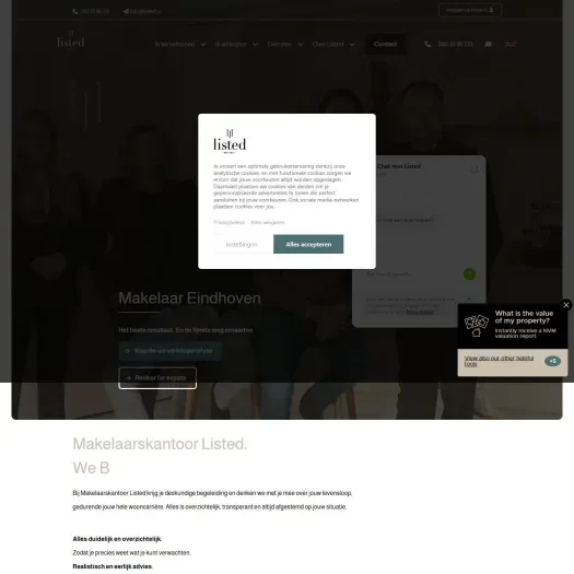Screenshot van de website van www.listed.nl