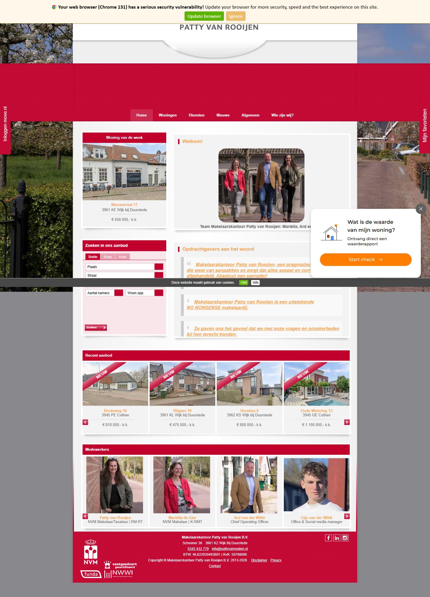 Screenshot van de website van www.pattyvanrooijen.nl