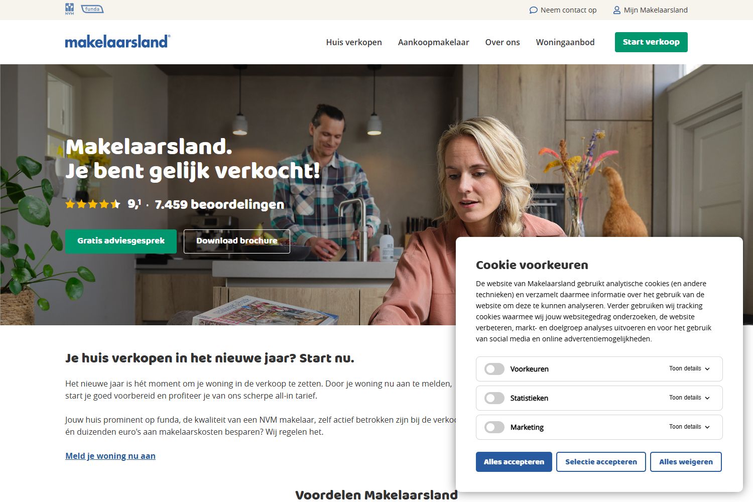 Screenshot van de website van www.makelaarsland.nl