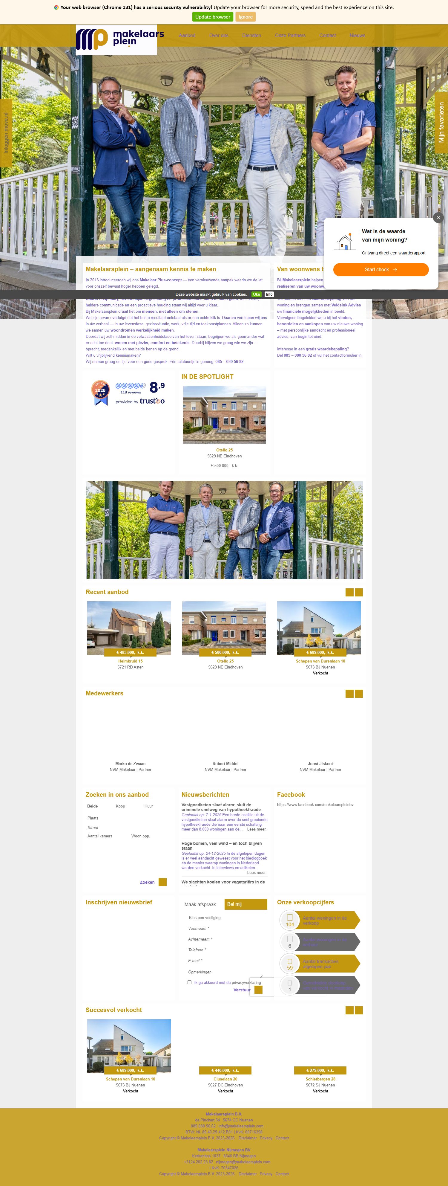 Screenshot van de website van www.makelaarsplein.com