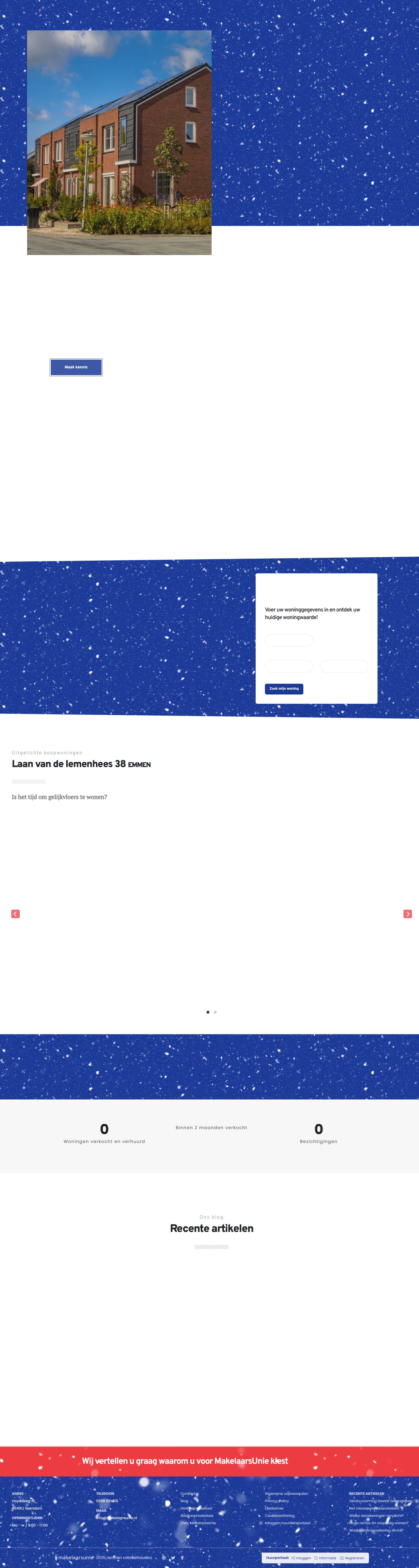 Screenshot van de website van www.makelaarsunie.com