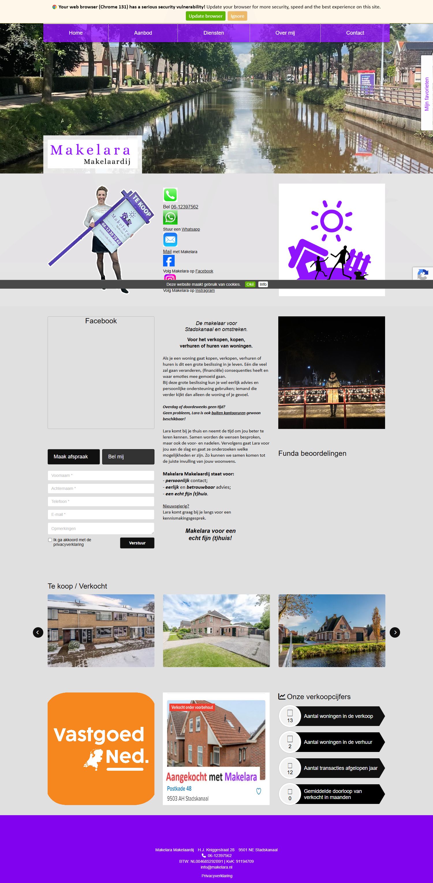 Screenshot van de website van www.makelara.nl