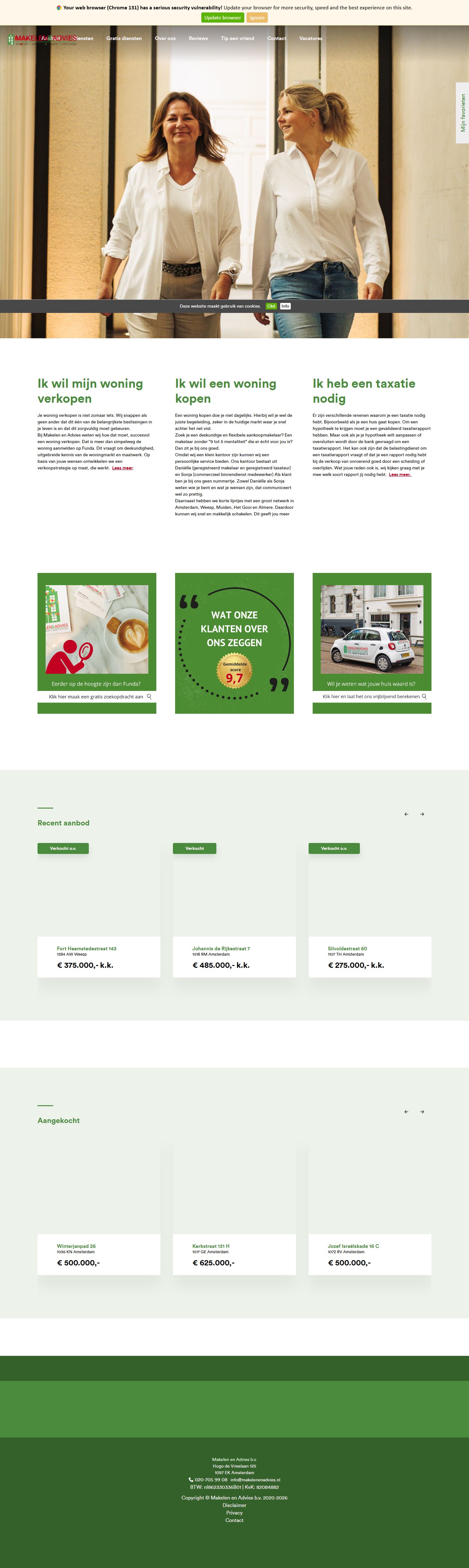 Screenshot van de website van www.makelenenadvies.nl