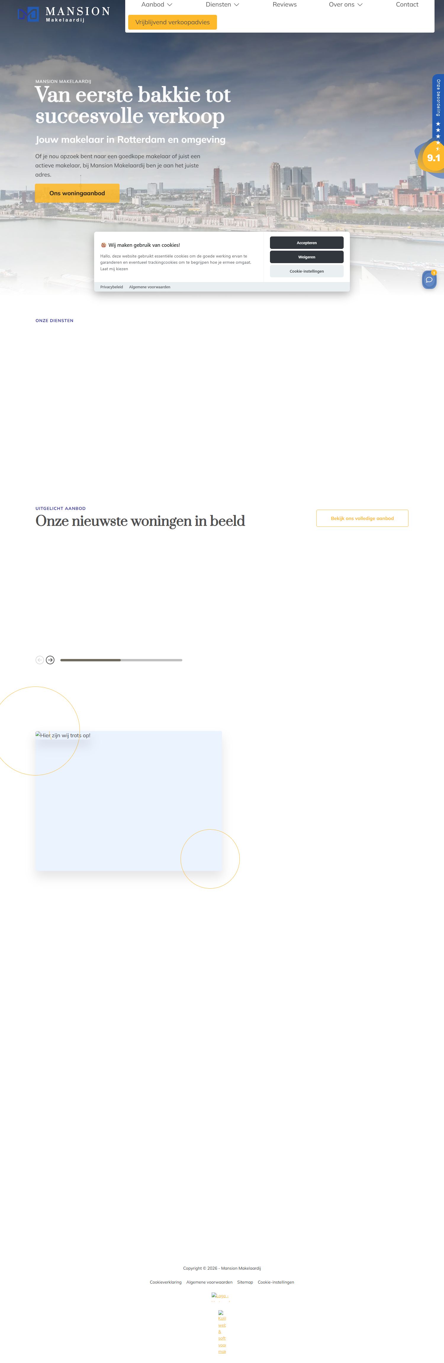 Screenshot van de website van www.mansionmakelaardij.nl