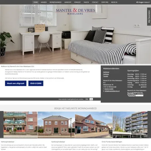 Screenshot of the website of www.manteldevries.nl
