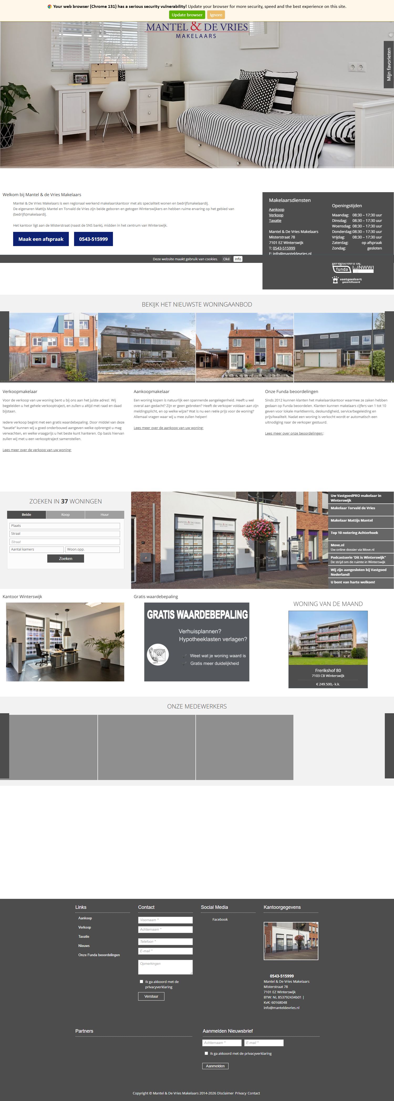 Screenshot van de website van www.manteldevries.nl