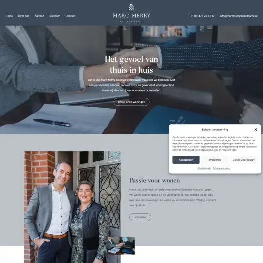 Screenshot of the website of www.marcmerrymakelaardij.nl
