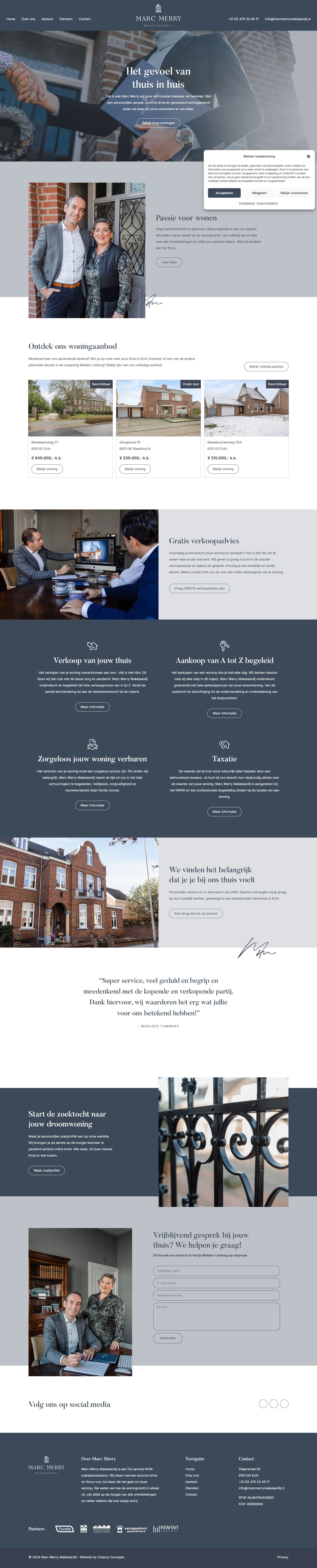 Screenshot van de website van www.marcmerrymakelaardij.nl