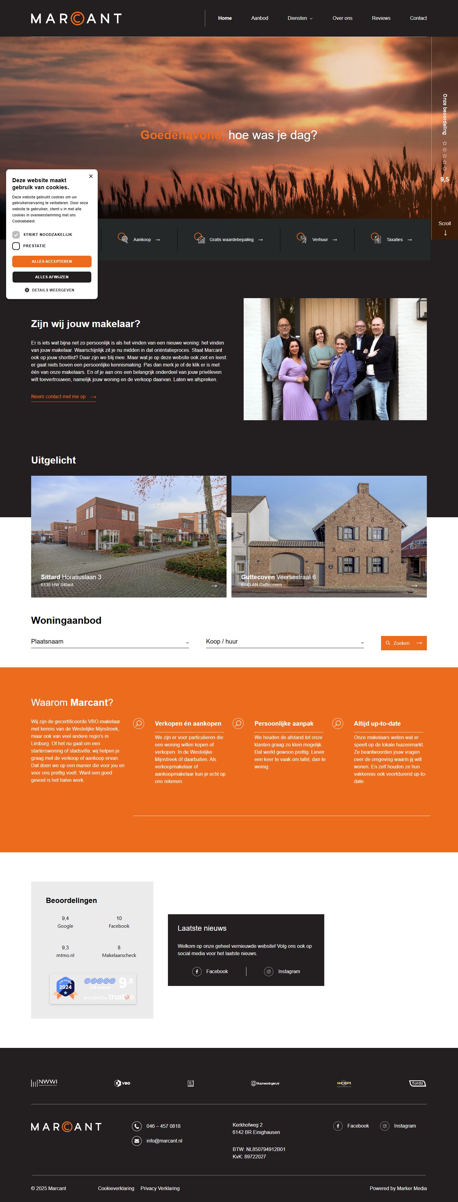 Screenshot van de website van www.marcant.nl