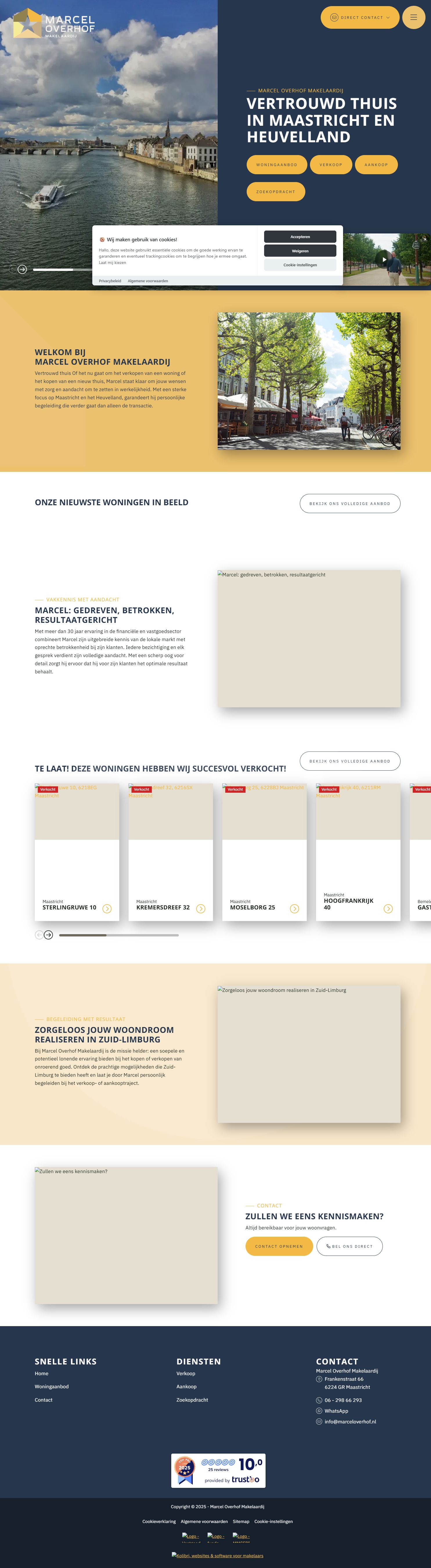 Screenshot van de website van www.marceloverhofmakelaardij.nl
