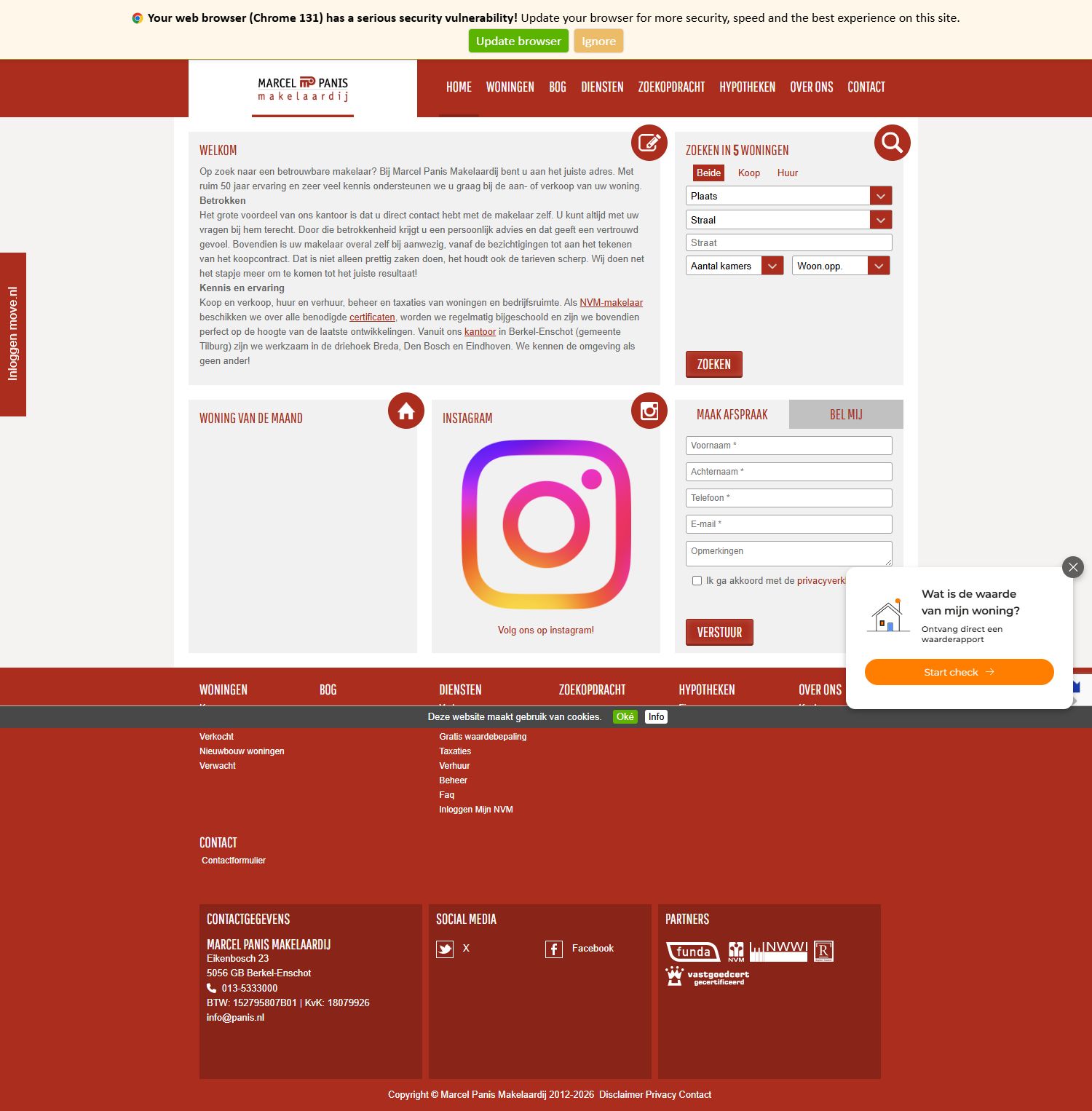 Screenshot van de website van www.panis.nl