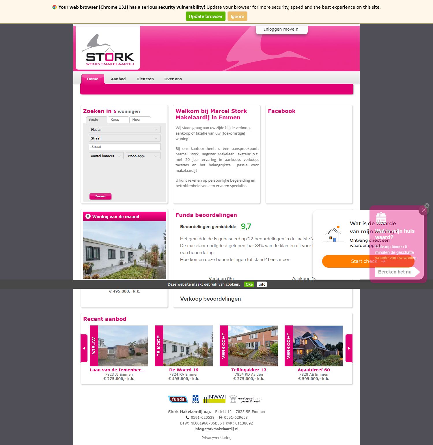 Screenshot van de website van www.storkmakelaardij.nl