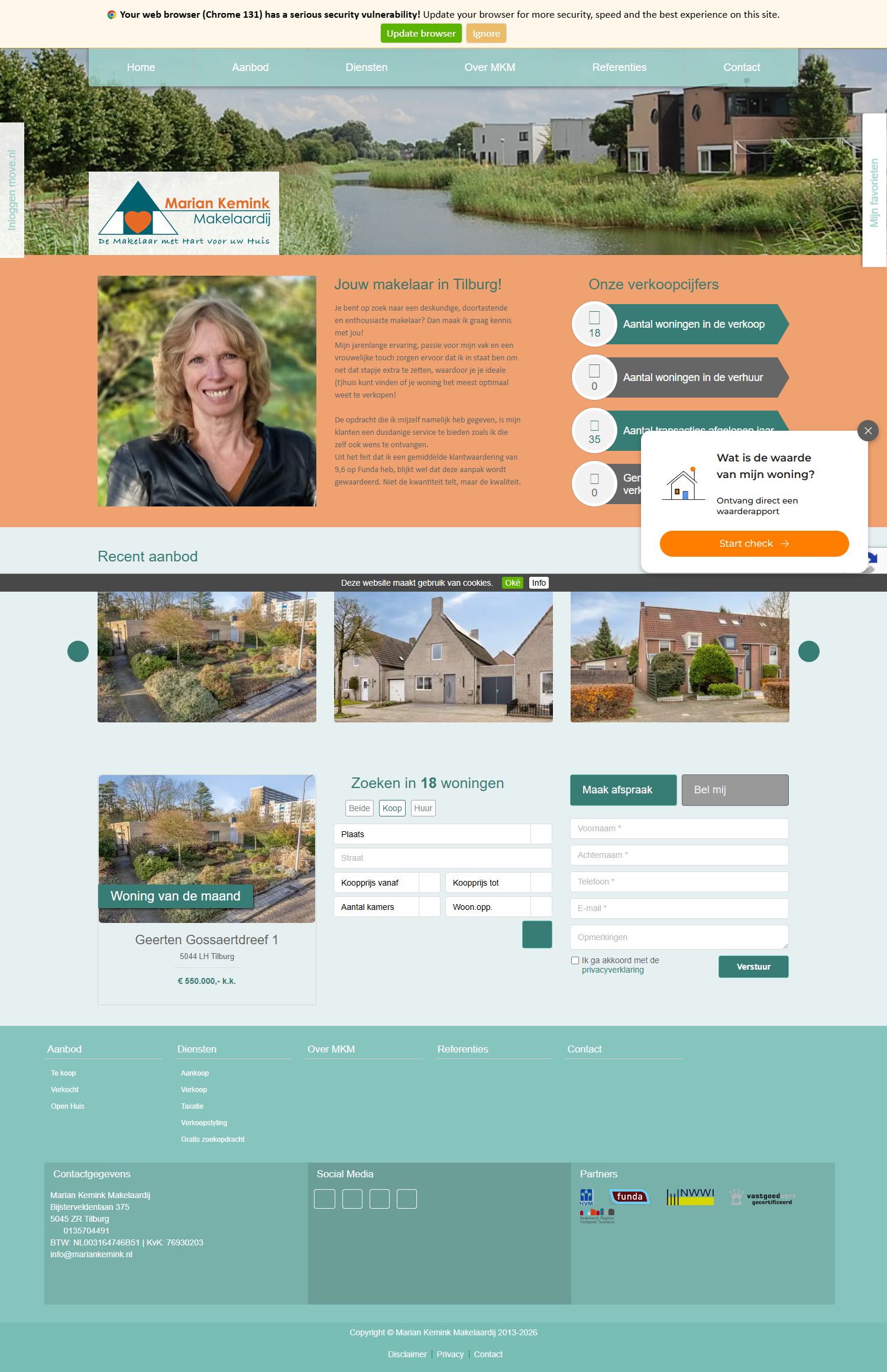Screenshot van de website van www.mariankemink.nl