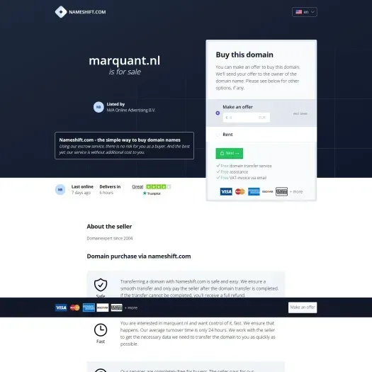 Capture d'écran du site web de www.marquant.nl
