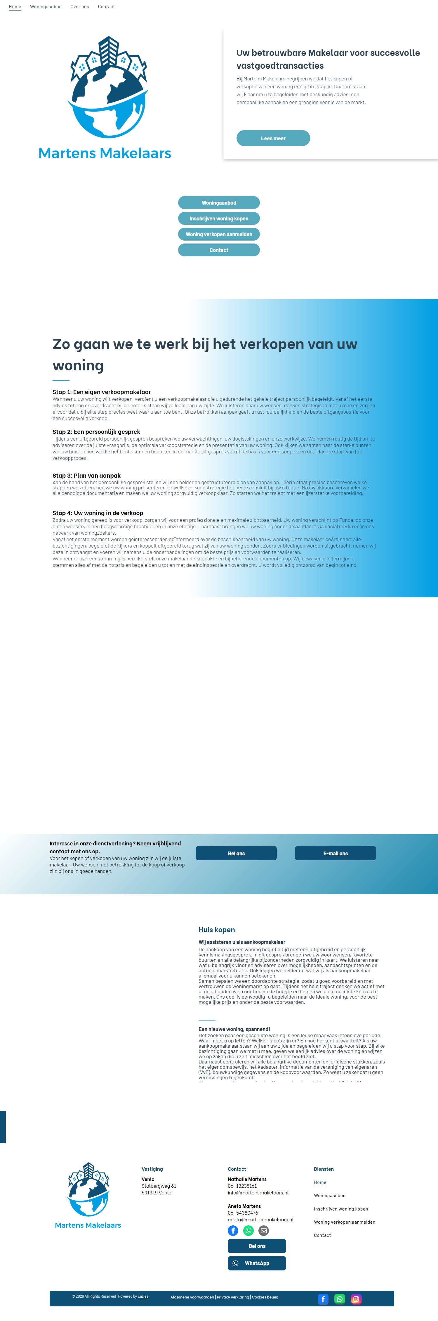 Screenshot van de website van www.martensmakelaars.nl