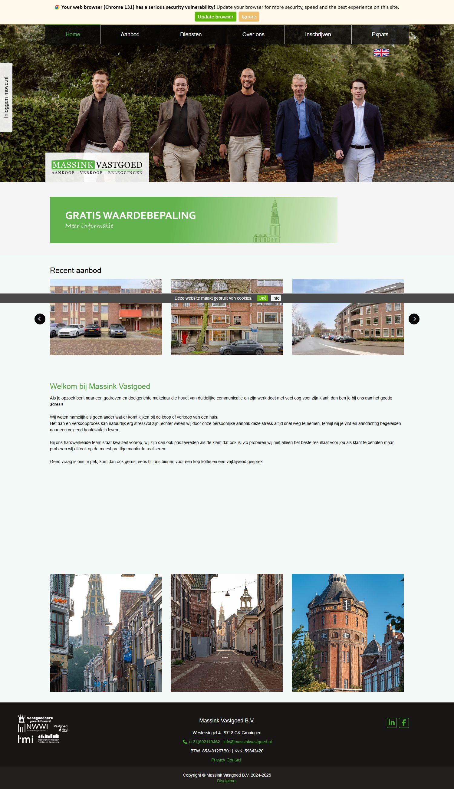 Screenshot van de website van www.massinkvastgoed.nl