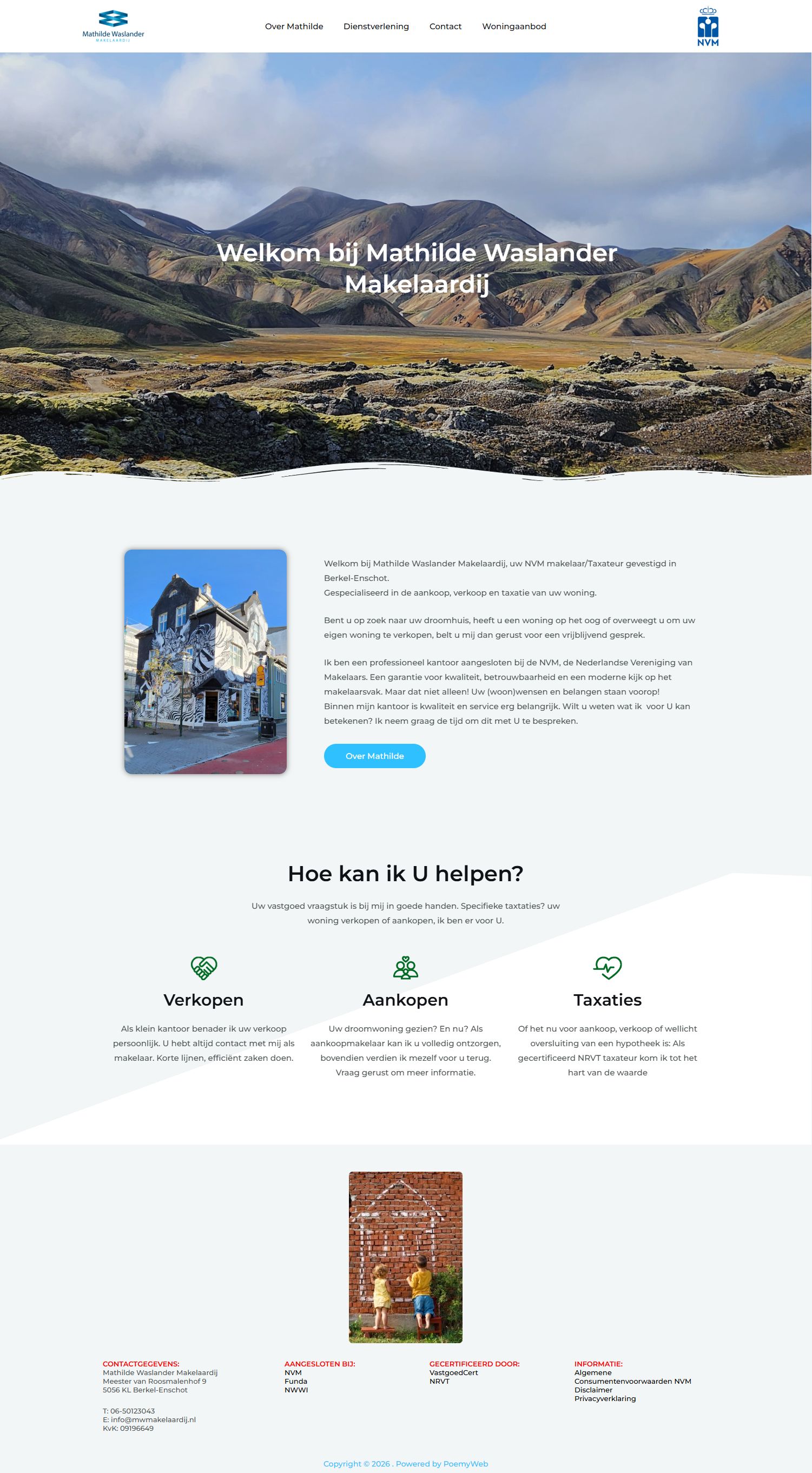 Screenshot van de website van www.mwmakelaardij.nl