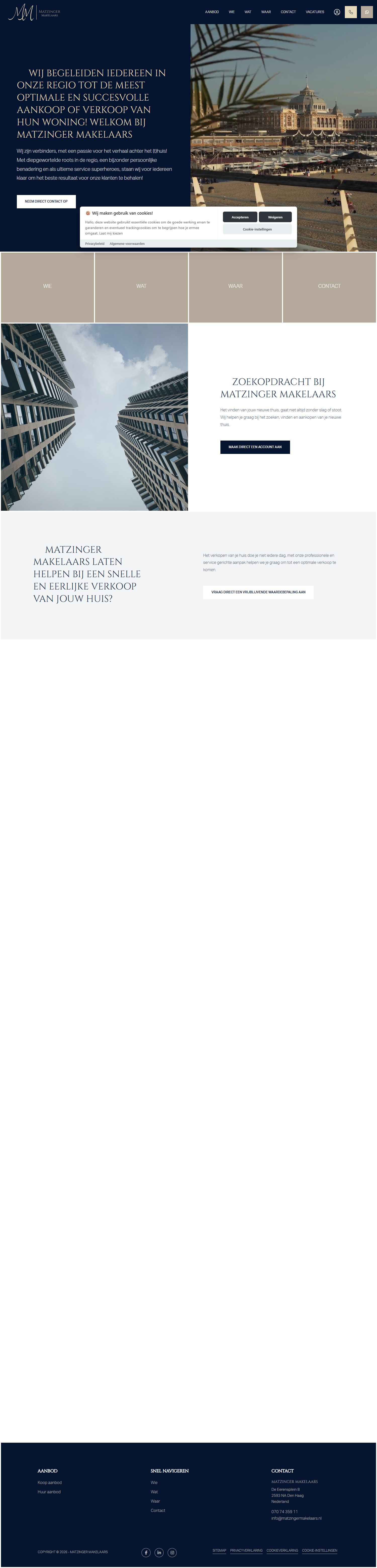 Screenshot van de website van www.matzingermakelaars.nl