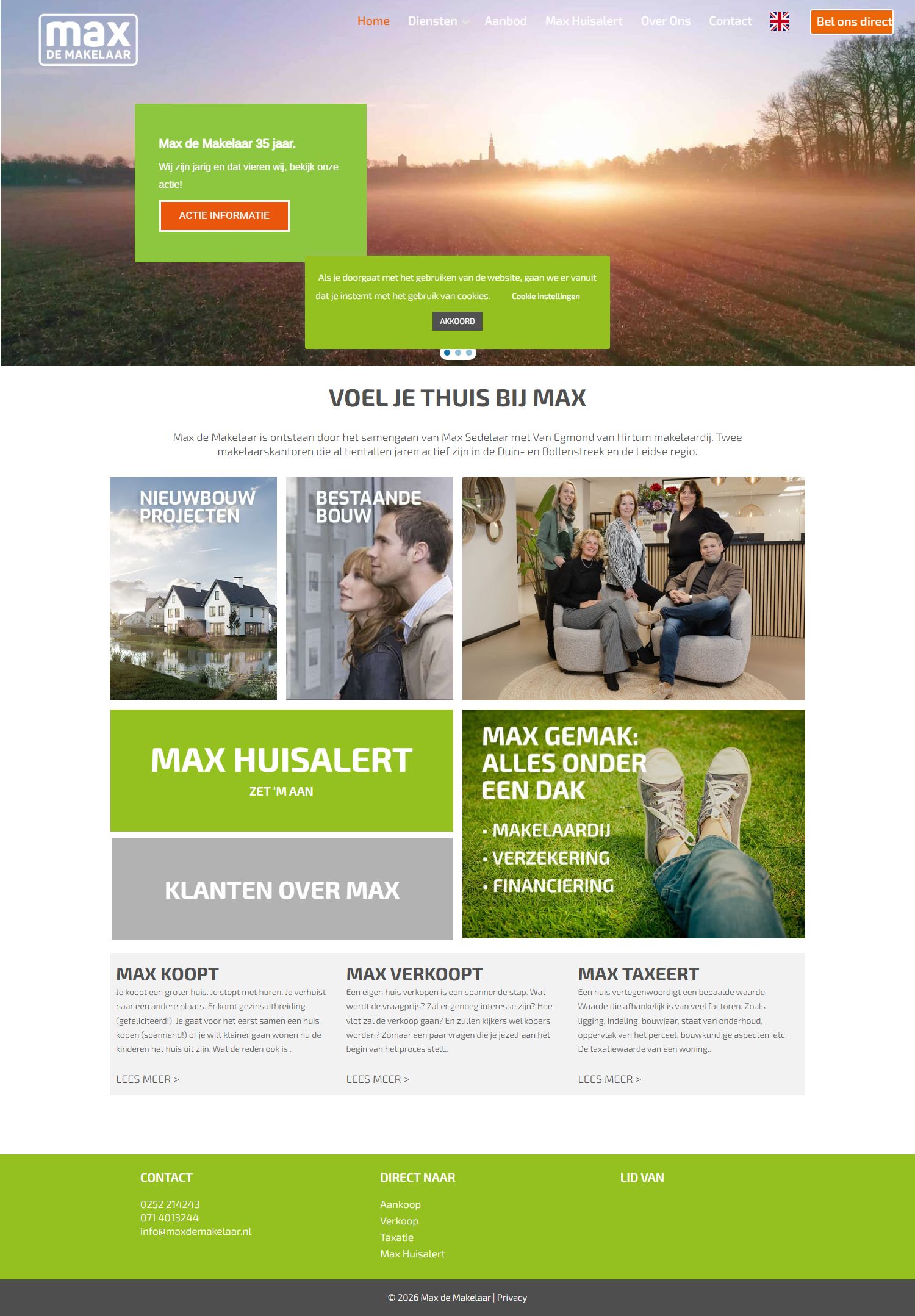 Screenshot van de website van www.maxdemakelaar.nl