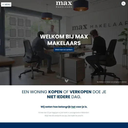 Screenshot of the website of www.maxmakelaars.nl