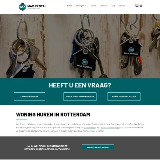 Screenshot der Website von maxrental.nl