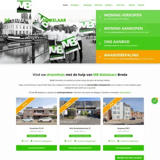 Screenshot van de website van www.mbmakelaars.nl