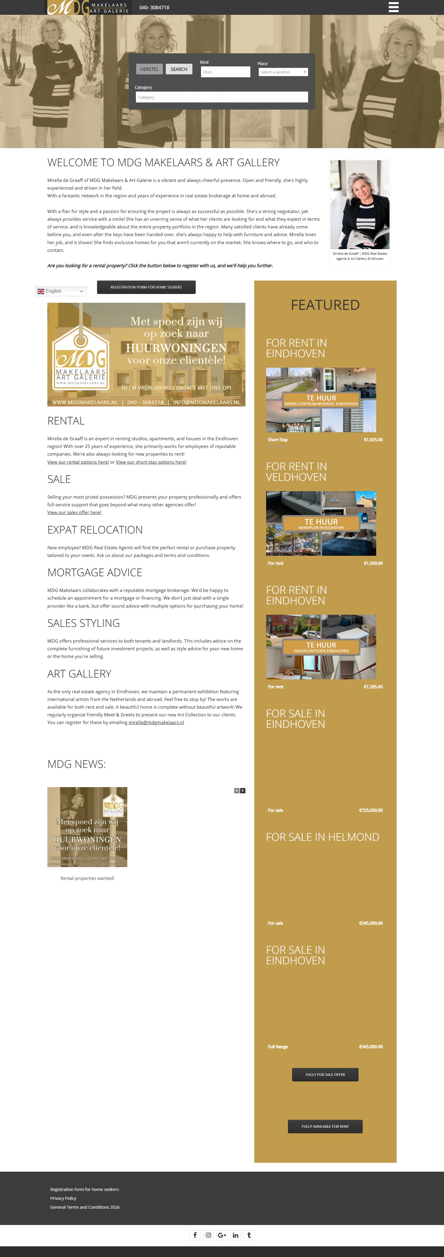 Screenshot van de website van www.mdgmakelaars.nl