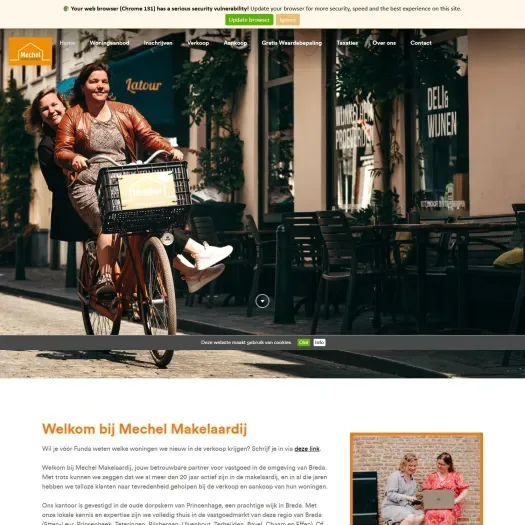 Screenshot van de website van www.mechelmakelaardij.nl