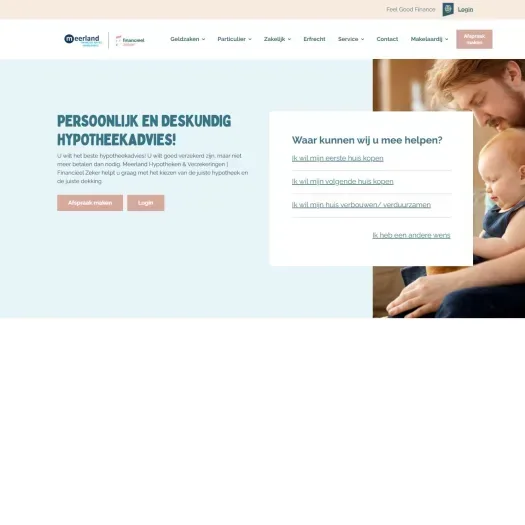 Screenshot van de website van www.meerland.nl