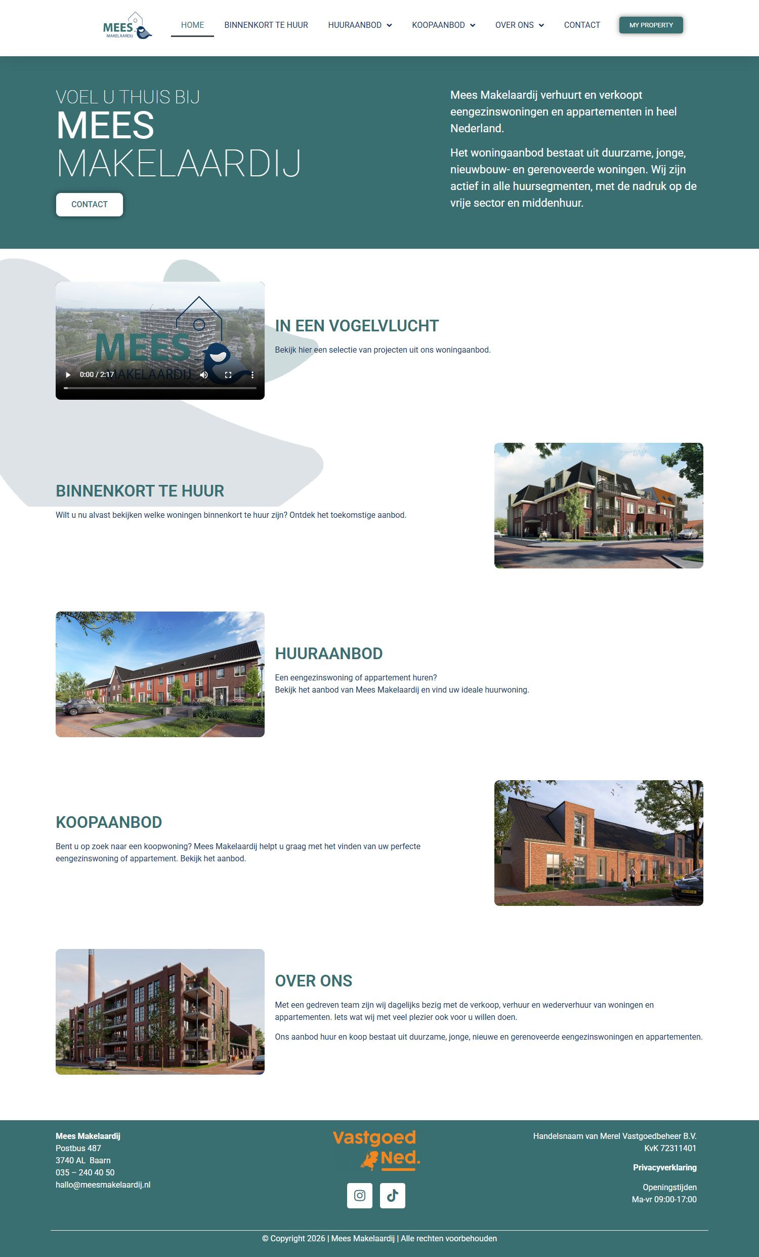 Screenshot van de website van www.meesmakelaardij.nl